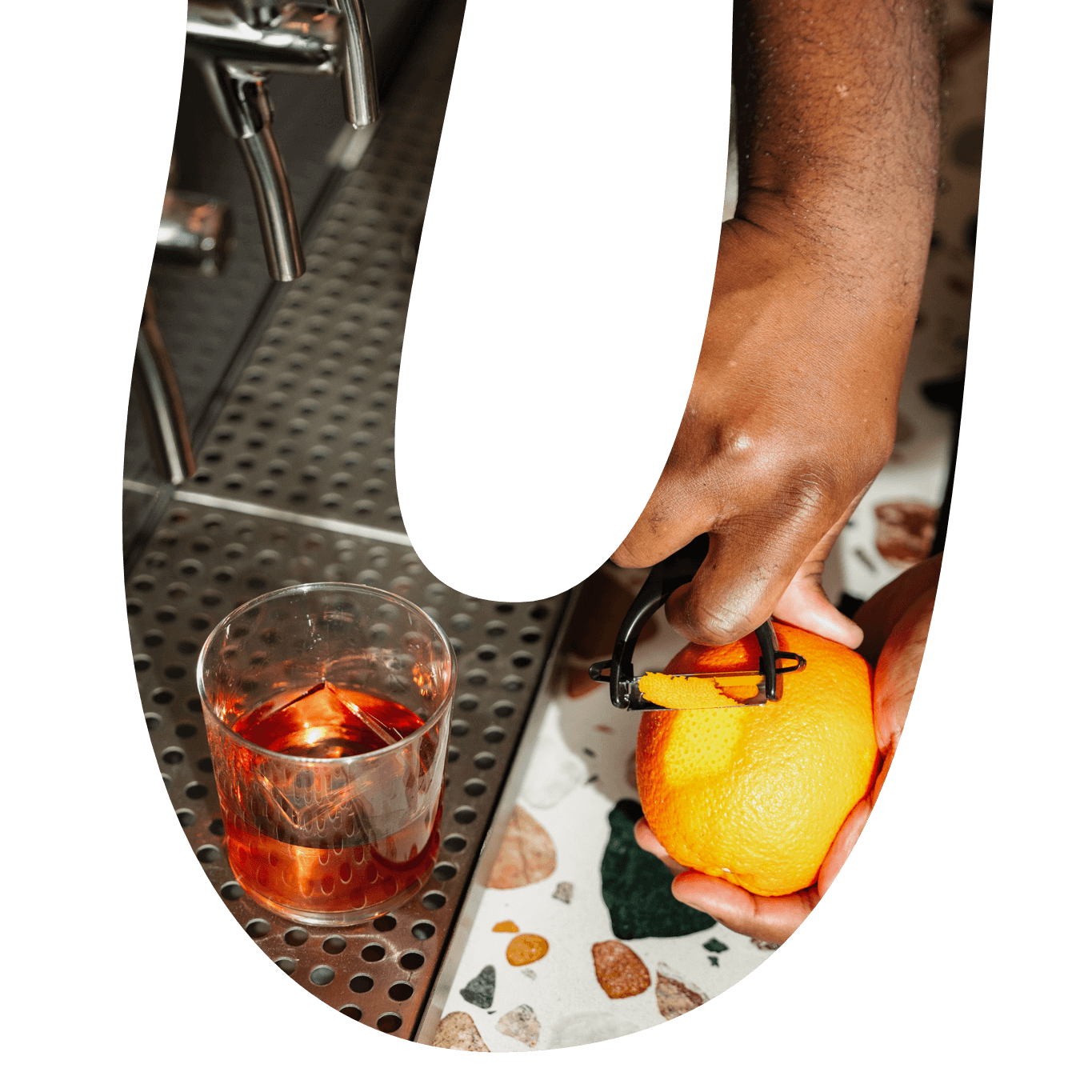 A freshly poured Negroni straight from the tap.