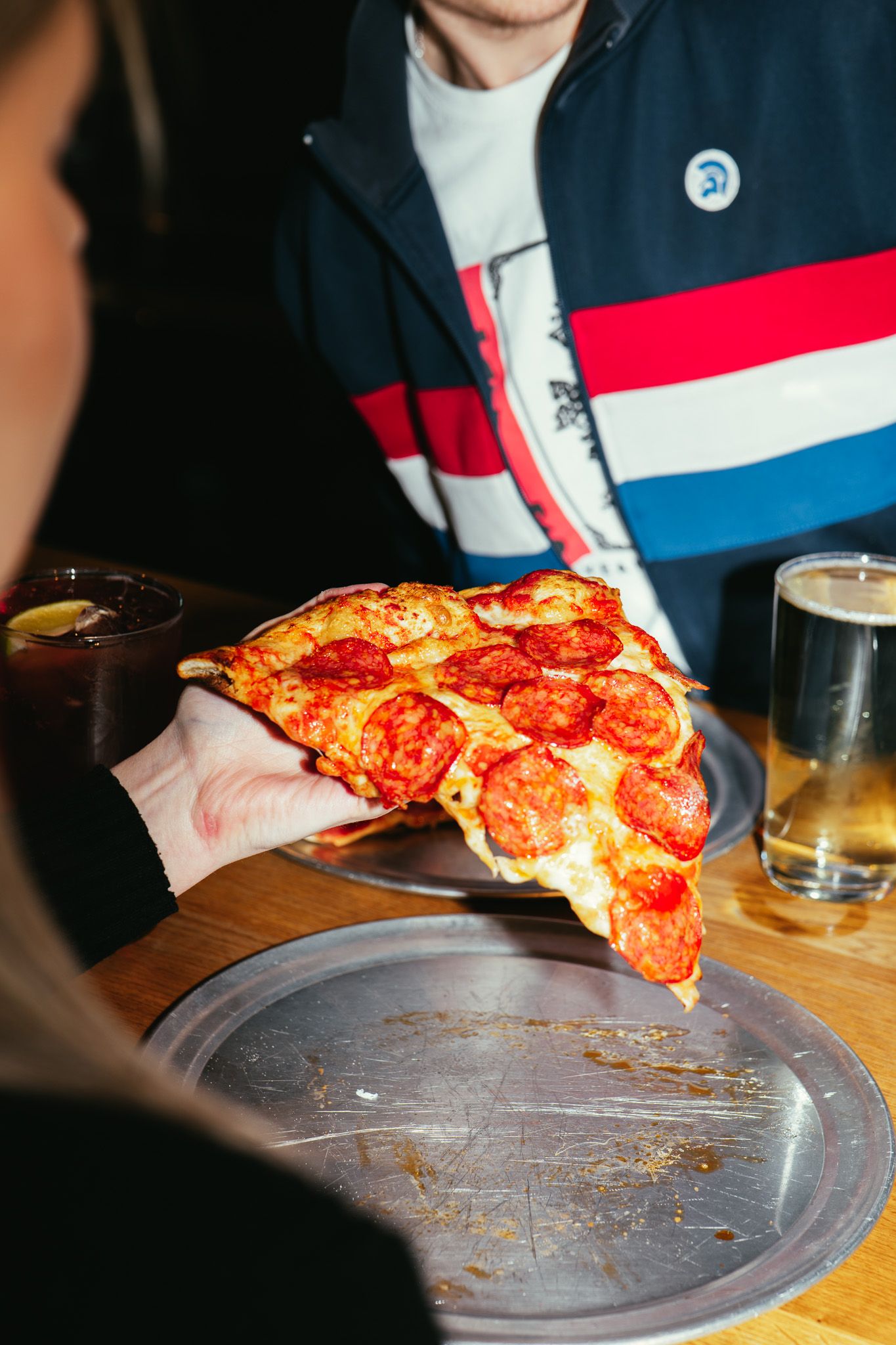 A slice of Pepe pizza at Trickle
